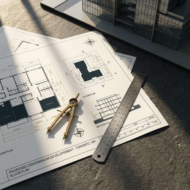 Architectural blueprints and drafting instruments — Ontario construction financing